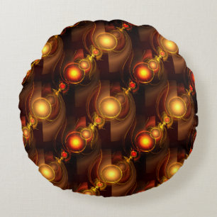 Gold Modern Boho Elegantes Abstrakte Kunstmuster # Rundes Kissen