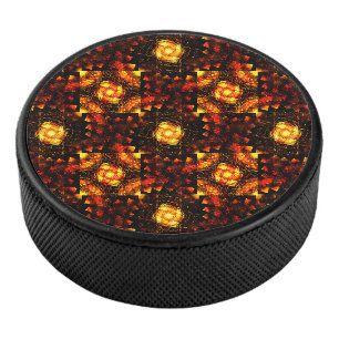 Gold Modern Boho Elegantes abstraktes Kunstmuster Eishockey Puck