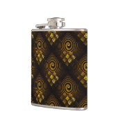 Gold Modern Boho Elegantes abstraktes Kunstmuster  Flachmann (Links)