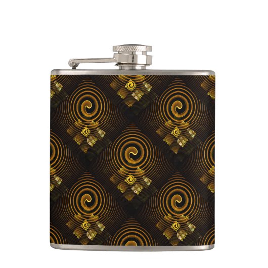 Gold Modern Boho Elegantes abstraktes Kunstmuster  Flachmann (Vorderseite)