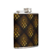 Gold Modern Boho Elegantes abstraktes Kunstmuster  Flachmann (Rechts)