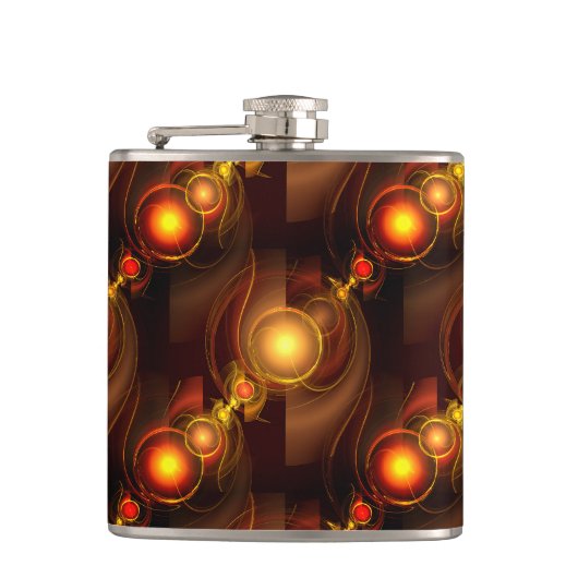 Gold Modern Boho Elegantes abstraktes Kunstmuster  Flachmann (Vorderseite)
