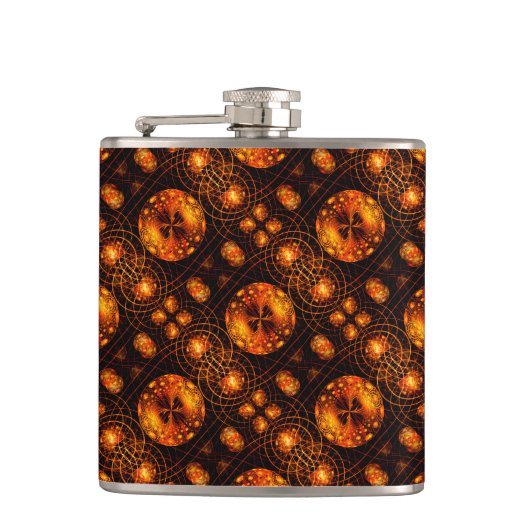Gold Modern Boho Elegantes abstraktes Kunstmuster Flachmann (Vorderseite)