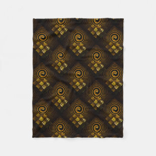 Gold Modern Boho Elegantes abstraktes Kunstmuster Fleecedecke