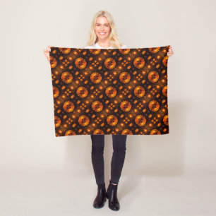 Gold Modern Boho Elegantes abstraktes Kunstmuster Fleecedecke