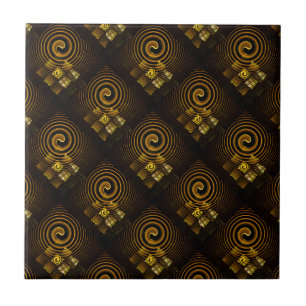 Gold Modern Boho Elegantes abstraktes Kunstmuster Fliese