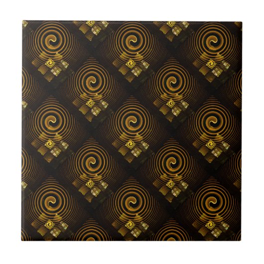 Gold Modern Boho Elegantes abstraktes Kunstmuster  Fliese (Vorderseite)
