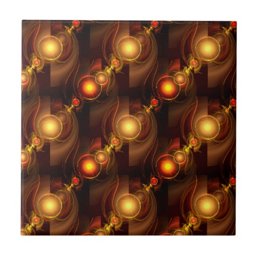 Gold Modern Boho Elegantes abstraktes Kunstmuster Fliese (Vorderseite)