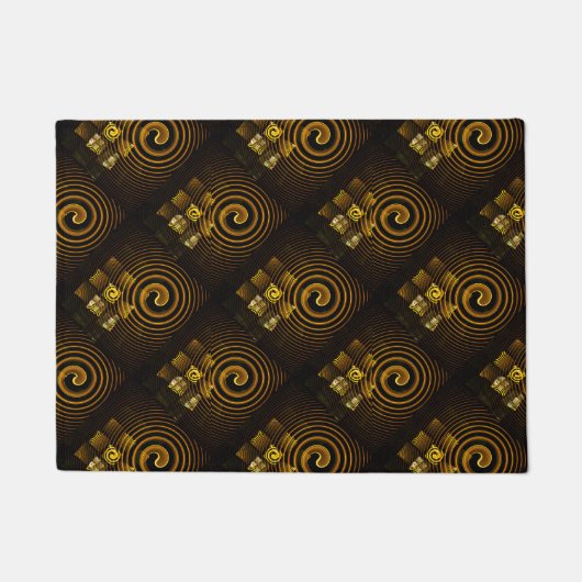 Gold Modern Boho Elegantes abstraktes Kunstmuster Fußmatte (Vorderseite)