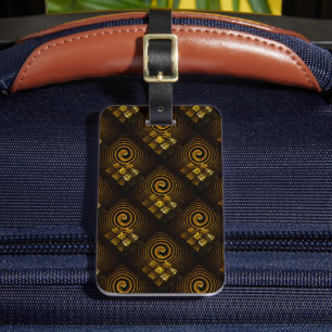 Gold Modern Boho Elegantes abstraktes Kunstmuster  Gepäckanhänger
