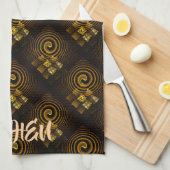 Gold Modern Boho Elegantes abstraktes Kunstmuster Geschirrtuch (Viertel Falte)