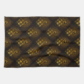 Gold Modern Boho Elegantes abstraktes Kunstmuster Geschirrtuch (Horizontal)