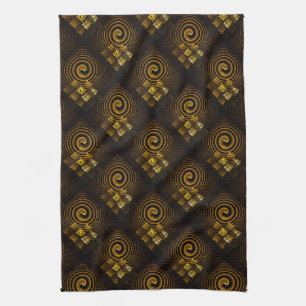 Gold Modern Boho Elegantes abstraktes Kunstmuster Geschirrtuch