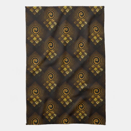 Gold Modern Boho Elegantes abstraktes Kunstmuster Geschirrtuch (Vertikal)