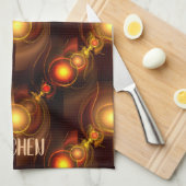 Gold Modern Boho Elegantes abstraktes Kunstmuster Geschirrtuch (Viertel Falte)