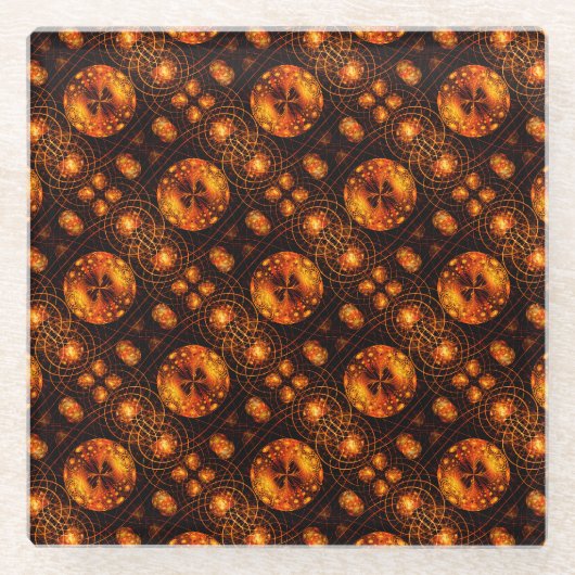Gold Modern Boho Elegantes abstraktes Kunstmuster Glasuntersetzer (Vorderseite)