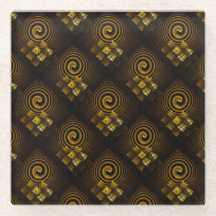 Gold Modern Boho Elegantes abstraktes Kunstmuster Glasuntersetzer