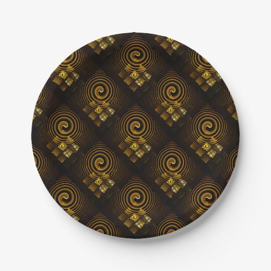 Gold Modern Boho Elegantes abstraktes Kunstmuster Pappteller (Vorderseite)