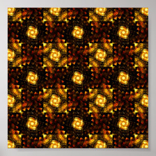 Gold Modern Boho Elegantes abstraktes Kunstmuster  Poster