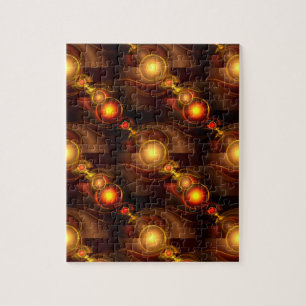 Gold Modern Boho Elegantes abstraktes Kunstmuster Puzzle