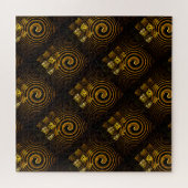 Gold Modern Boho Elegantes abstraktes Kunstmuster Puzzle (Horizontal)