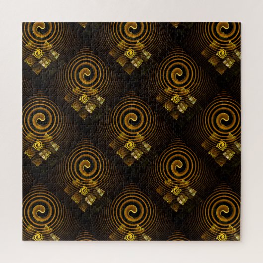 Gold Modern Boho Elegantes abstraktes Kunstmuster Puzzle (Vertikal)
