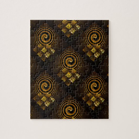 Gold Modern Boho Elegantes abstraktes Kunstmuster Puzzle (Vertikal)