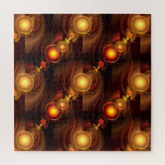 Gold Modern Boho Elegantes abstraktes Kunstmuster Puzzle (Vertikal)