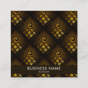 Gold Modern Boho Elegantes abstraktes Kunstmuster Quadratische Visitenkarte