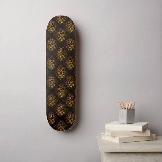 Gold Modern Boho Elegantes abstraktes Kunstmuster Skateboard (Wandkunst)