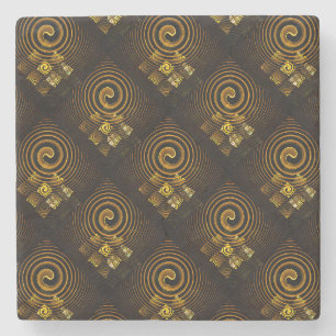 Gold Modern Boho Elegantes abstraktes Kunstmuster Steinuntersetzer