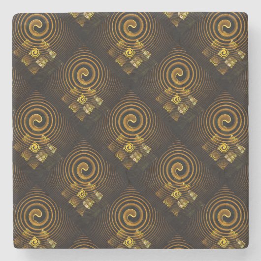 Gold Modern Boho Elegantes abstraktes Kunstmuster Steinuntersetzer (Vorderseite)