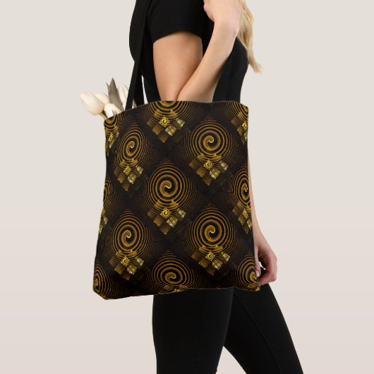 Gold Modern Boho Elegantes abstraktes Kunstmuster  Tasche (Von Nahem)