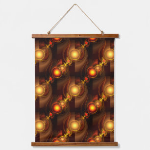 Gold Modern Boho Elegantes abstraktes Kunstmuster Wandteppich Mit Holzrahmen