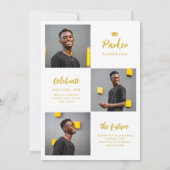 Gold Modern Brush Script Foto Abschluss Einladung (Rückseite)