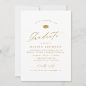 Gold Modern Calligraphy Simple Photo Graduation Einladung (Vorderseite)