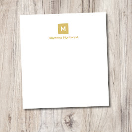 Gold  Modern Chic Trendy Monogram Name Stationery Notizblock