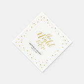 Gold Modern Confetti Hochzeit Probe Dinner Serviette (Ecke)