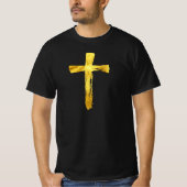 Gold Modern Cross - Christliches religiöses Crucif T-Shirt (Vorderseite)