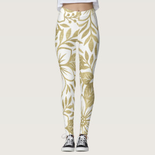 Gold Modern Floral Elegant Tropische Blüte Leggings