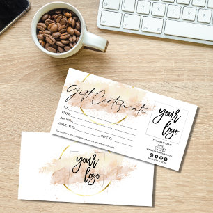 gold modern gift card certificate add logo