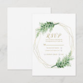 Gold Modern Glam Geometric Botanical Wedding RSVP Karte (Vorne/Hinten)