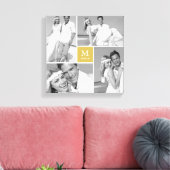 Gold Modern Grid Monogram Wedding 4 Foto Collage Leinwanddruck (Insitu (Wohnzimmer))