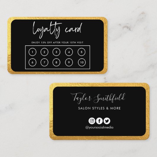 Gold Modern Loyalty Card Visitenkarte (Vorne/Hinten)