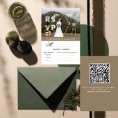 Gold Modern Minimalist Photo & QR Wedding RSVP Dankeskarte