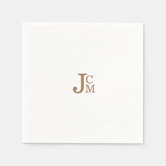 Gold Modern Monogram Wedding Cocktail Napkins Serviette (Vorderseite)