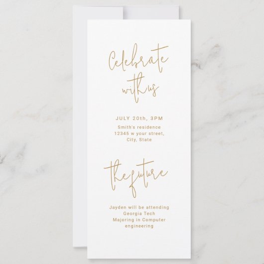 Gold Modern Script 3 Photo Graduation Announcement Einladung (Rückseite)