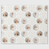 Gold Modern Script Merry Christmas Family 6 photo Geschenkpapier (Flach)