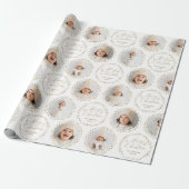 Gold Modern Script Merry Christmas Family 6 photo Geschenkpapier (Ungerollt)