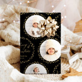 Gold Modern Script Merry Christmas Family 6 photo Geschenkpapier